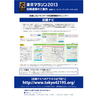 【東京マラソン2013】ランナーの位置情報と速度記録　ウェブで提供 画像