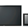 103型のフルHDプラズマディスプレイパネル（試作品）、右は発表済みの50V型フルHDプラズマテレビの画像