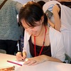 お絵かきブースがあったので調子に乗る私の画像