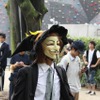 こういう帽子は手作りだろうか。ハロウィンか魔女系のコスプレ流用かの画像
