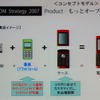 　ウィルコムは、13日と14日の2日間、プライベートイベント「WILLCOM FORUM ＆ EXPO 2007」を開催している。13日には、同社の代表取締役社長である喜久川政樹氏による基調講演「ウィルコムのビジネス戦略」が行われた。の画像