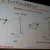 　今年のNHK技研公開でひときわ人気を集めていたのが、「インテグラル立体テレビ」の展示コーナーだ。誰もが一度は夢見たことのある立体での映像再現が実現に向かっているとあって、本日も体験コーナーには長蛇の列ができていた。の画像