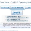 中核技術:OneFSオペレーティングシステム。OneFSはハードウェア障害にも強く、アイシロン製品の導入によりデータのバックアップを行わなくなった企業も存在するほどだ。OneFSに採用されているFlexProtect-AP機能は、すべてのデータとエラー修正情報をクラスタ全体にまたがって自動分散しているため、複数のハードディスクに障害が発生してもデータの完全性が保たれるという。の画像