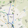 出発地点の甲斐大泉温泉パノラマの湯から須玉インターまでのルート。県道28号を下り、途中、県道608号へ左折、国道141号を経由して中央道、須玉ルートへの画像
