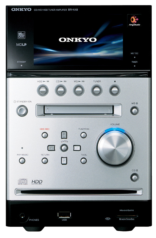 オンキヨー、80GバイトHDD搭載のCD/MDチューナーアンプ「BR-NX8」
