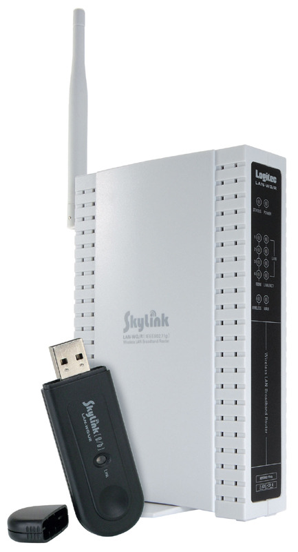 ロジテック、USB2.0無線LANアダプタセットのブロードバンドルータ