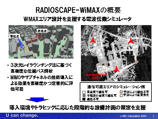 NEC、WiMAX電波伝搬シミュレータを開発〜WiMAXエリアを視覚的に解析・表示・設計