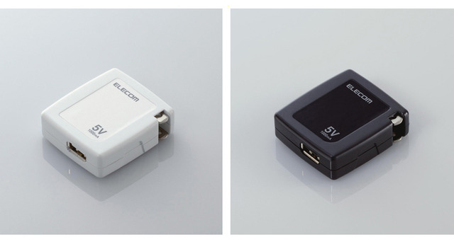 エレコム、USB/Dockコネクタのどちらでも使えるiPod用AC充電器など