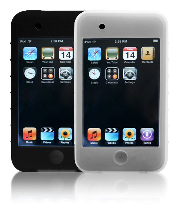 手にしっかりフィットするグリップリブ加工を施したiPod用シリコンケース