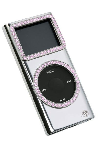 14kゴールド/シルバーボディ＆スワロフスキー装飾のゴージャスなiPod用ケース