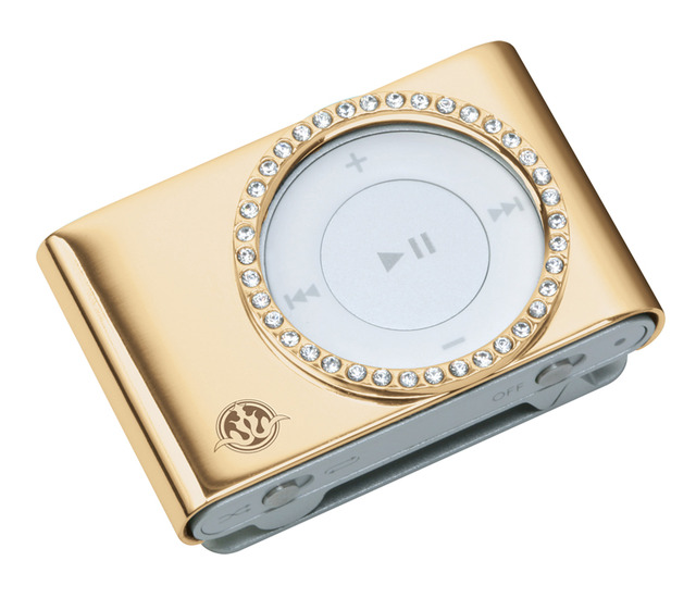 14kゴールド/シルバーボディ&スワロフスキー装飾のゴージャスなiPod用ケース