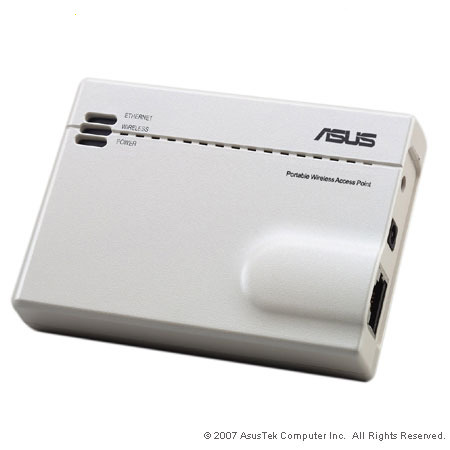 ASUS、手のひらサイズの11b/g対応無線LANアクセスポイント