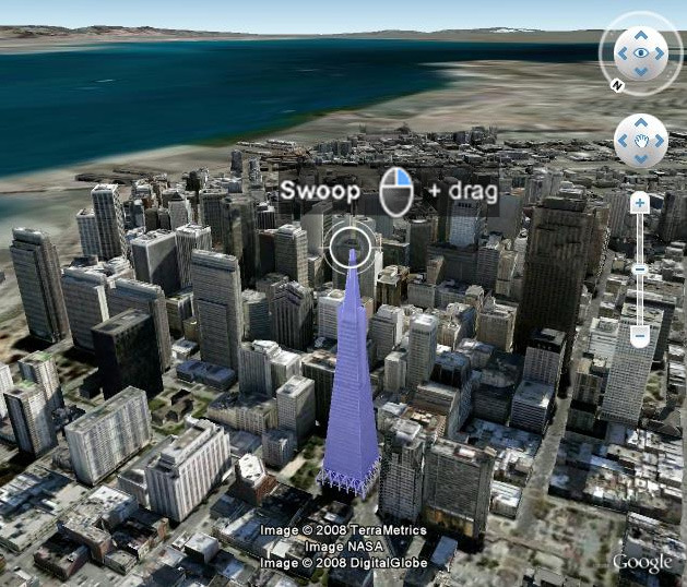 Google Earth 4.3の新機能「3D Buildings」レイヤーを紹介——ビル屋上からの眺め