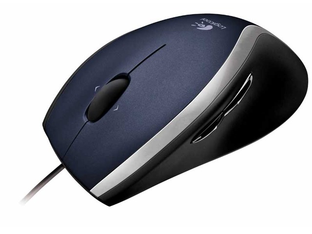 ロジクール、5ボタン搭載の有線レーザーマウスに新色ダークブルーモデル