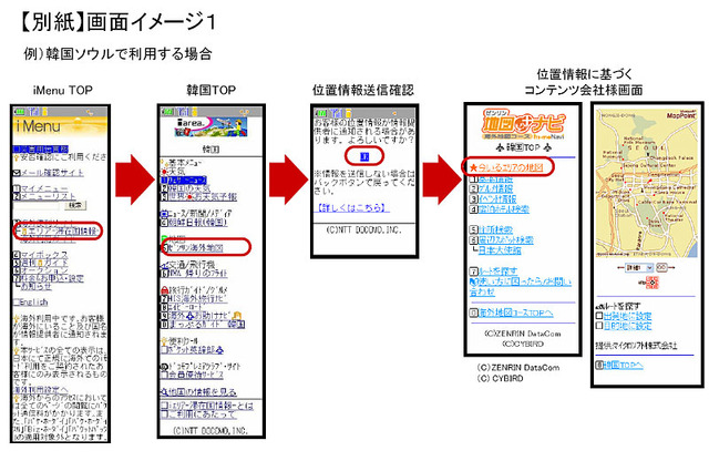NTTドコモ、「iエリア−滞在国情報−」が韓国での現在地の情報提供に対応