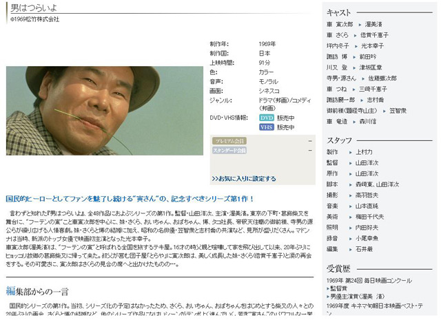 松竹ONLINE「男はつらいよ」10作品をインターネットで配信