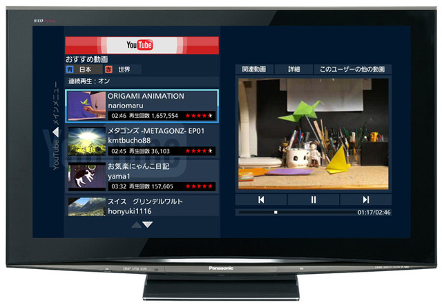 パナソニックのテレビでYouTubeが視聴可能に〜ビエラPZR900シリーズ、YouTubeに標準対応