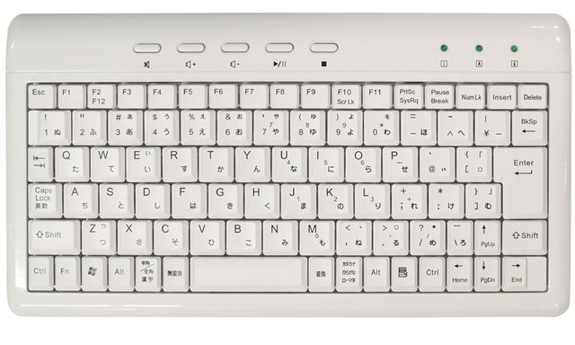 サイズ、日本語86キー配列のUSB接続ミニキーボード——実売1,280円
