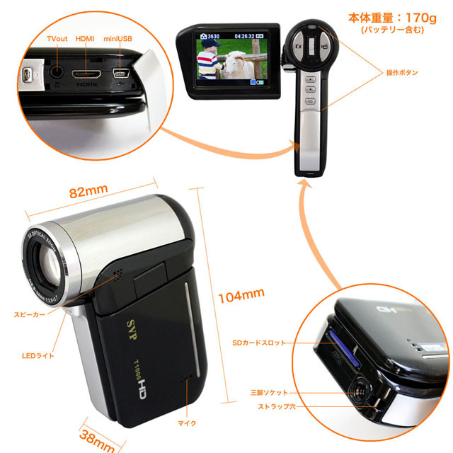 サンコー、実売19,800円で光学5倍ズーム搭載のフルHDデジタルビデオカメラ