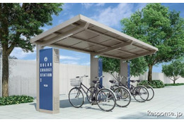 太陽光発電で電動アシスト自転車を充電する駐輪場…LIXIL