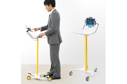 サンワダイレクト、手に持たずに操作できるiPad・タブレット用カート2機種