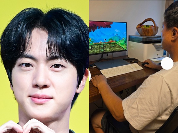 「お父さんに強制的にゲームの教育中」BTS・JIN、愛らしい親子の姿 ...