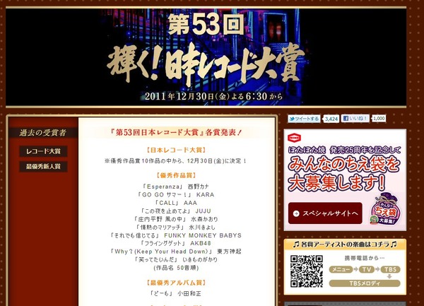 日本レコード大賞優秀作品賞にkara Akb48など Rbb Today 日本レコード大賞優秀作品賞にkara Akb48など Rbb Today