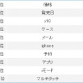 「Xperia」第二ワード検索数ランキング