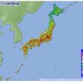 21日14時現在の気温。関東北部や岐阜県付近が30度を超えている