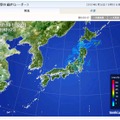 東日本から東北にかけ雨雲がかかっている「tenki.jp」レーダー映像