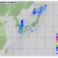 11日12時35分現在の降雨状況。九州北部と四国が台風の影響で大雨となっている