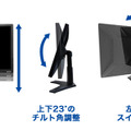 画面の高さやチルト角/スイベル角の調整イメージ