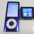 iPod nano、前世代（左）との大きさ比較