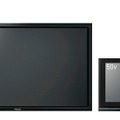 103型のフルHDプラズマディスプレイパネル（試作品）、右は発表済みの50V型フルHDプラズマテレビ