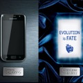 新端末の表示スペースには「EVOLUTION is FATE」という文字が