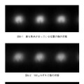 図6-1 最も焦点が合っている位置の像の状態（上）、図6-2 100μmずれた像の状態（中）、図6-3 200μmずれた像の状態（下）