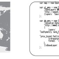 図9　OpenLayers で描画した地図とソースコードのサンプル