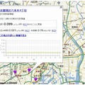 地図上の計測地点マーク（紫色のピン）をクリックすると、リアルタイムの数値のほか、直近24時間の放射線推移グラフなどが表示される