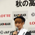 秋の全国交通安全運動のPRイベントに制服姿で登場した福見友子・南明奈・永里亜紗乃。東名道・海老名SA（20日）