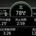 SPEED表示の部分をタップするとこのようなトリップ情報ページになる。独立した2つのトリップメーター、平均速度、移動時間、硬度などが表示され、かなり実用的に使える。
