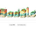 今日のGoogleロゴは海底の地層をイメージ