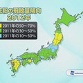 2012年の花粉の飛散量傾向