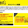 HAN-KUN出演のライブイベントに24組48名を招待するほか、リゲイン1ケース（10本入り）が240名に当たる