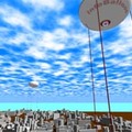 係留型情報気球（InfoBalloon）のあがる街のイメージ（小野里教授のサイトより）
