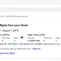 「My Flights」で検索すると航空会社からのメールが検索結果に表示される