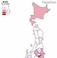 都道府県別風疹週別報告状況 2012年 第35週（n＝65）