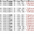 記録されるプロセス起動・終了ログの例（iesys.exeというファイル名のプロセスの動作を捕捉している様子）