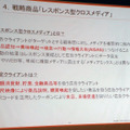 レスポンス型クロスメディアとは、複数のメディアを組み合わせることでターゲットとなる顧客の商品認知、興味喚起、検討、購買につなげていくものとのこと