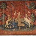 タピスリー《貴婦人と一角獣「味覚」》 （部分）1500年頃　羊毛、絹フランス国立クリュニー中世美術館所蔵