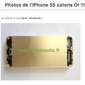 フランスMacbouticが公開した「iPhone 5S」とされる画像。本体ボディが金色になっている